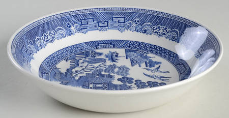 Willow Blue ("England 1883" Backstamp, China) Coupe Soup Bowl