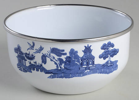 Willow Blue ("England 1883" Backstamp, China) 5 3/4" Metal Bowl