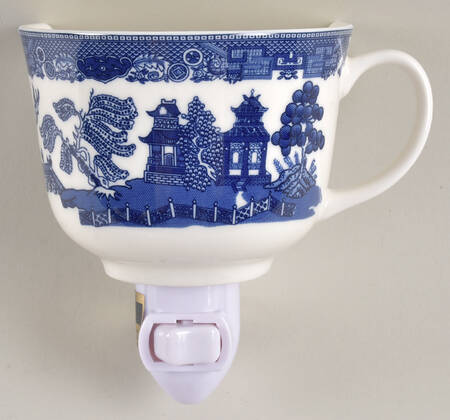 Willow Blue ("England 1883" Backstamp, China) 1 5/8" + cup (H) Night Light/Cup HC