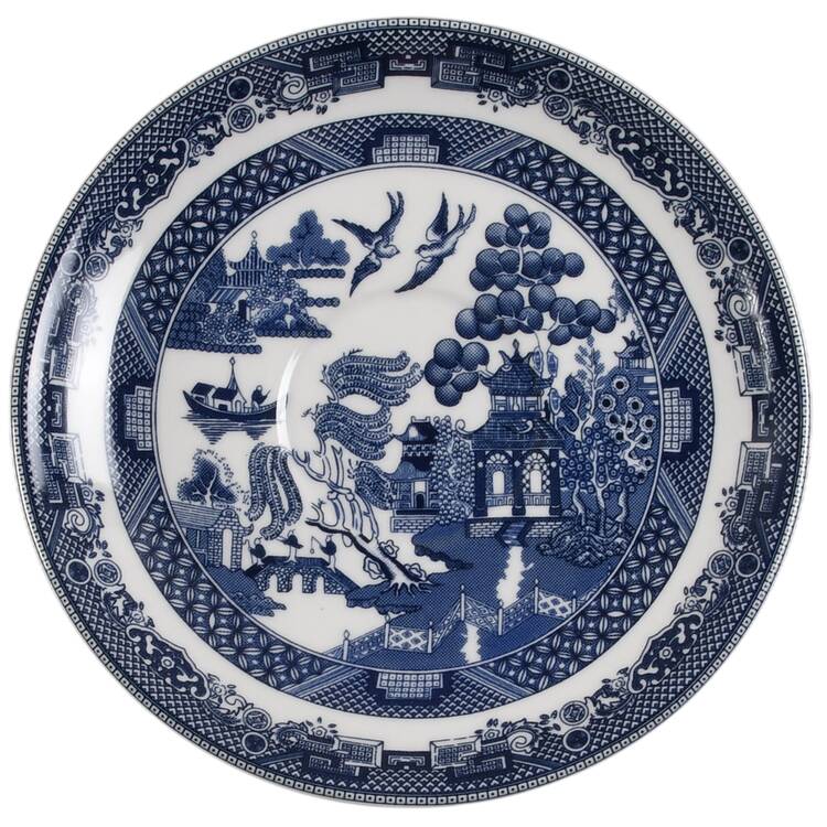 Willow Blue ("England 1883" Backstamp, China) Saucer