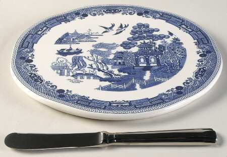 Willow Blue ("England 1883" Backstamp, China) Tidbit W/Metal Spreader