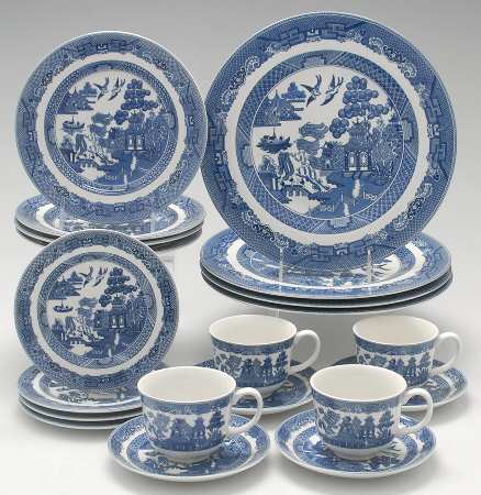 Willow Blue ("England 1883" Backstamp, China) 20 Piece Set