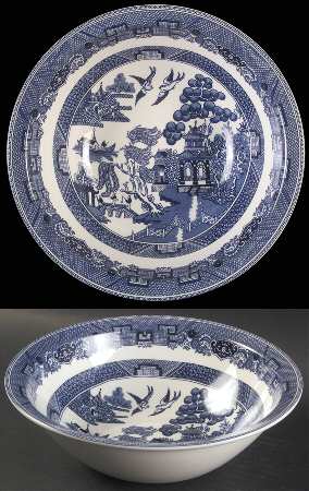 Willow Blue ("England 1883" Backstamp, China) 8" Round Vegetable Bowl