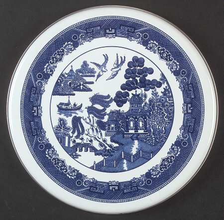 Willow Blue ("England 1883" Backstamp, China) 8" Steel Individual Stove Cover