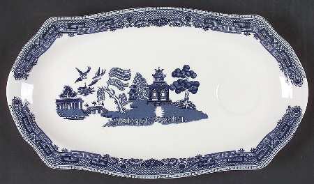 Willow Blue (Made in England, Earthenware, Newer) Snack Plate