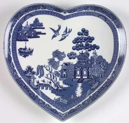 Willow Blue ("England 1883" Backstamp, China) Heart Shaped Plate