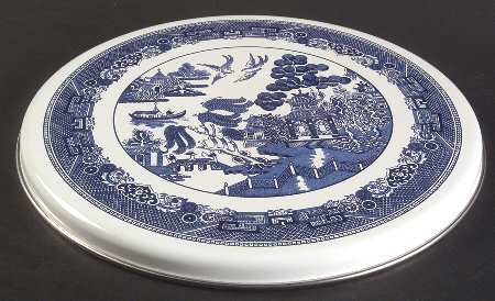 Willow Blue ("England 1883" Backstamp, China) 10" Individual Steel Stove Cover