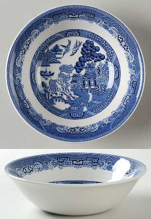 Willow Blue ("England 1883" Backstamp, China) Coupe Cereal Bowl