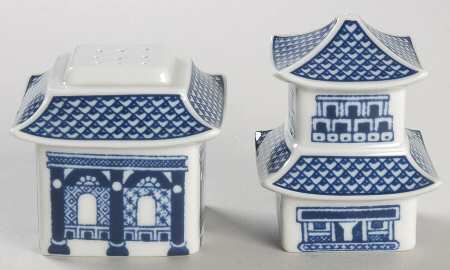 Willow Blue ("England 1883" Backstamp, China) Figural Salt and Pepper by Johnson Brothers