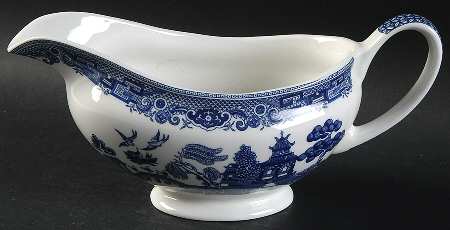 Willow Blue ("England 1883" Backstamp, China) Gravy Boat