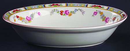 Arundale (White Background) 9" Oval Vegetable Bowl