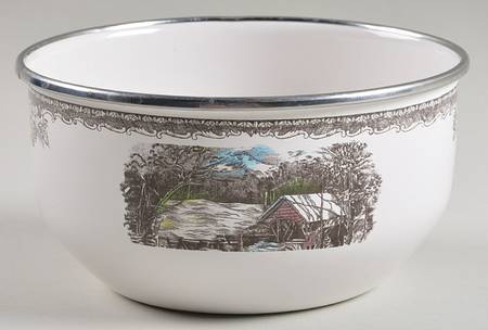 The Friendly Village ("England 1883" Backstamp) 5 3/4" Metal Bowl