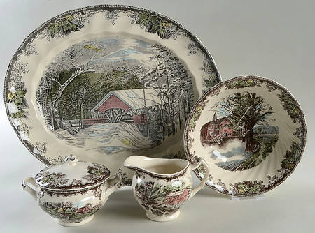 The Friendly Village ("England 1883" Backstamp) 5 Piece Hostess Set