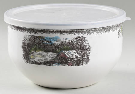 The Friendly Village ("England 1883" Backstamp) 7 3/4" Metal Bowl