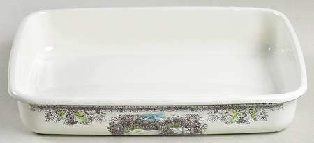 The Friendly Village ("England 1883" Backstamp) 10" Metal Rectangular Baker