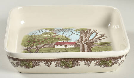 The Friendly Village ("England 1883" Backstamp) 9" Square Baker