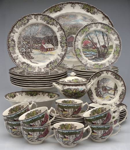 The Friendly Village ("England 1883" Backstamp) 45 Piece Starter Set