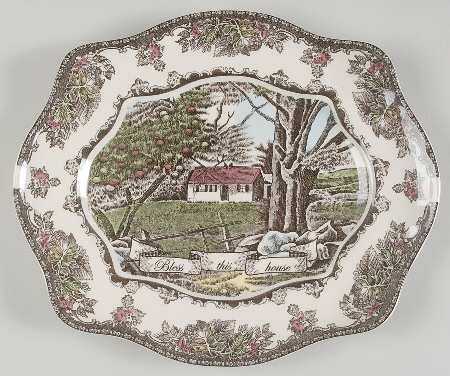The Friendly Village ("England 1883" Backstamp) 11" Bless This House Platter