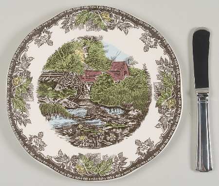 The Friendly Village ("England 1883" Backstamp) Tidbit W/Metal Spreader