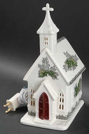 The Friendly Village ("England 1883" Backstamp) Electric Lighted Church