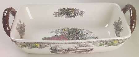 The Friendly Village ("England 1883" Backstamp) 12" Bread Basket