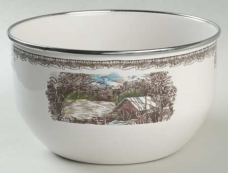 The Friendly Village ("England 1883" Backstamp) 7" Metal Bowl