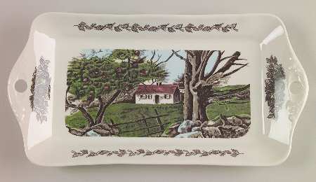 The Friendly Village ("England 1883" Backstamp) 12" Sandwich Tray