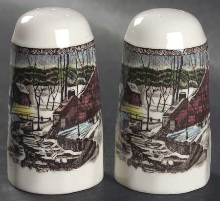 The Friendly Village ("England 1883" Backstamp) Salt & Pepper Set