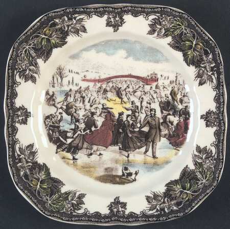 The Friendly Village ("England 1883" Backstamp) Square Salad Plate