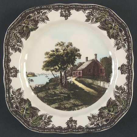 The Friendly Village ("England 1883" Backstamp) Square Salad Plate