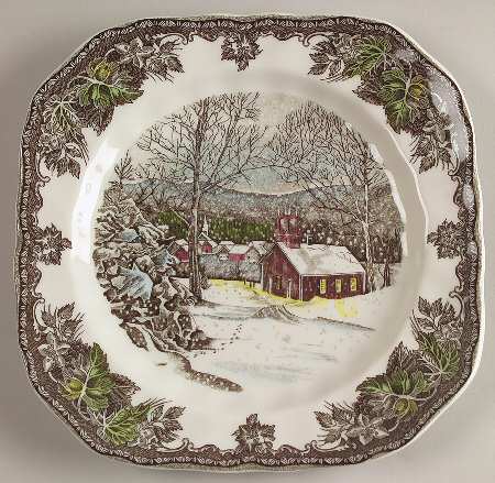 The Friendly Village ("England 1883" Backstamp) Square Salad Plate