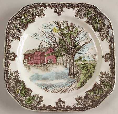 The Friendly Village ("England 1883" Backstamp) Square Salad Plate