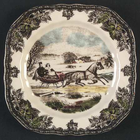 The Friendly Village ("England 1883" Backstamp) Square Salad Plate