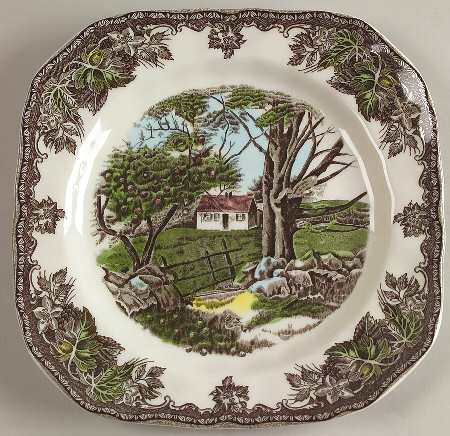 The Friendly Village ("England 1883" Backstamp) Square Salad Plate