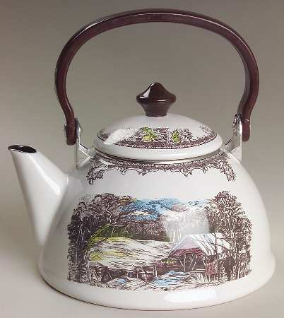 The Friendly Village ("England 1883" Backstamp) Individual Metal Kettle & Lid