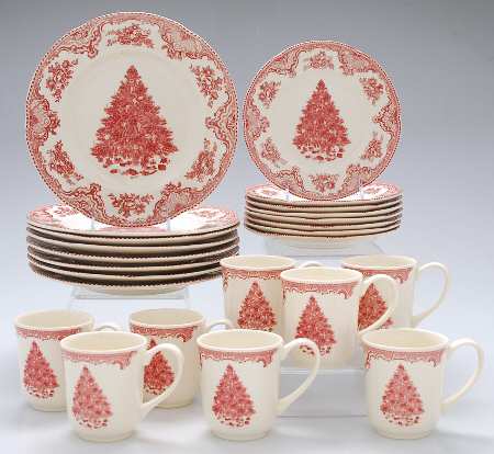 Old Britain Castles Pink Christmas (England 1883) 24 Piece Set
