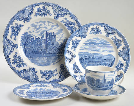 Old Britain Castles Blue (England 1883 Stamp) 5 Piece Place Setting
