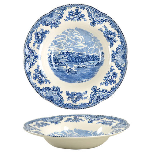 Old Britain Castles Blue (England 1883 Stamp) Rim Soup Bowl