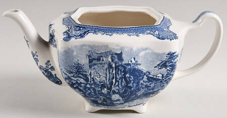 Old Britain Castles Blue (England 1883 Stamp) Teapot No Lid