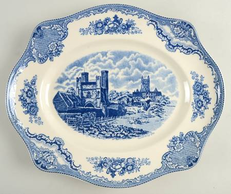 Old Britain Castles Blue (England 1883 Stamp) 14" Oval Serving Platter