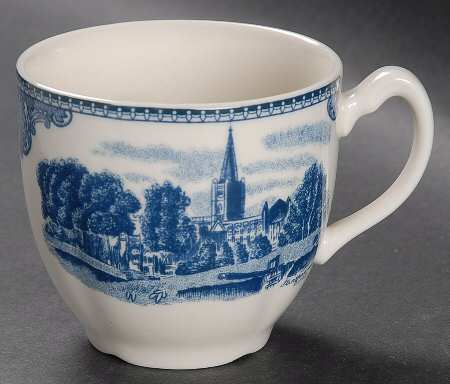 Old Britain Castles Blue (England 1883 Stamp) Flat Cup by Johnson Brothers