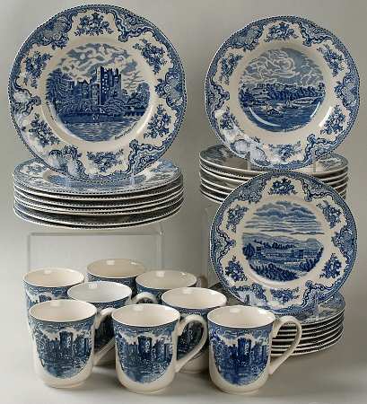 Old Britain Castles Blue (England 1883 Stamp) 32 Piece Set