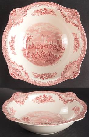 Old Britain Castles Pink (England 1883 Stamp) 10" Round Vegetable Bowl