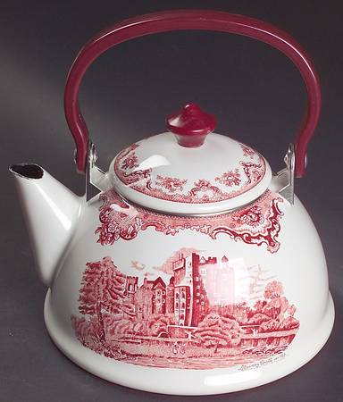 Old Britain Castles Pink (England 1883 Stamp) Individual Metal Kettle & Lid