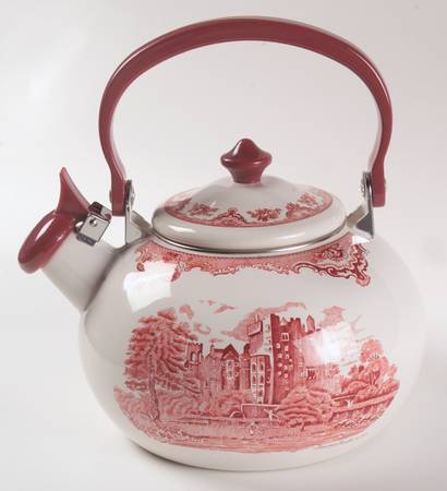 Old Britain Castles Pink (England 1883 Stamp) Metal Kettle & Lid
