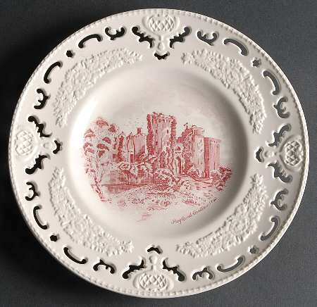 Old Britain Castles Pink (England 1883 Stamp) Pierced Edge Dinner Plate