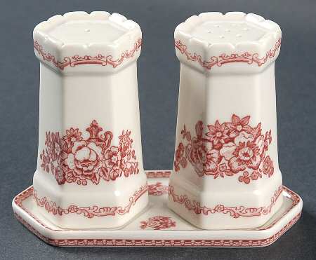 Old Britain Castles Pink (England 1883 Stamp) (3 Pc) Salt and Pepper Tray Set