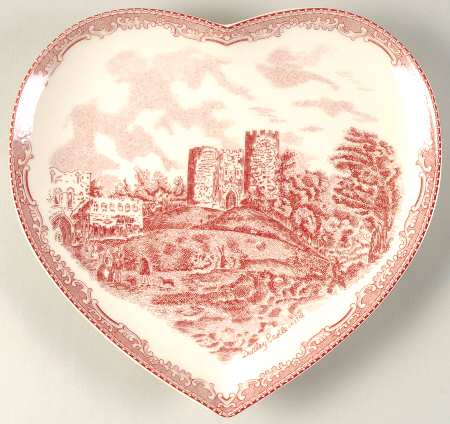 Old Britain Castles Pink (England 1883 Stamp) Heart Shaped Dish