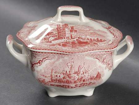 Old Britain Castles Pink (England 1883 Stamp) Sugar Bowl & Lid