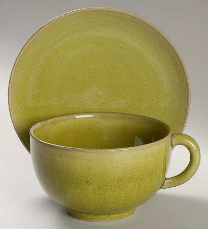 Tourron Tilleul (Avocado Green) Jumbo Cup & Saucer Set